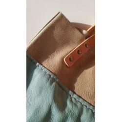 Mooie shopper van leer van SPRDLX in turquoise/taupe/bruin