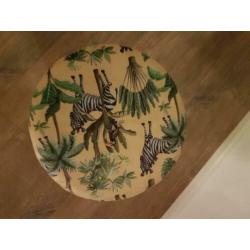 Kruk jungle 26x38cm, geel met zebra, met houten poten nieuw