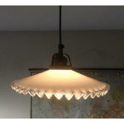 Antiek vintage lampenkap opaline glas melkglas hanglamp