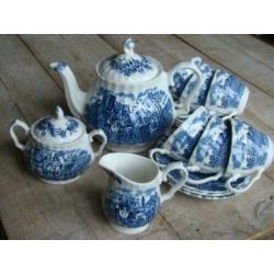 Servies, Engels blauw, Myott 'Royal Mail', gaaf