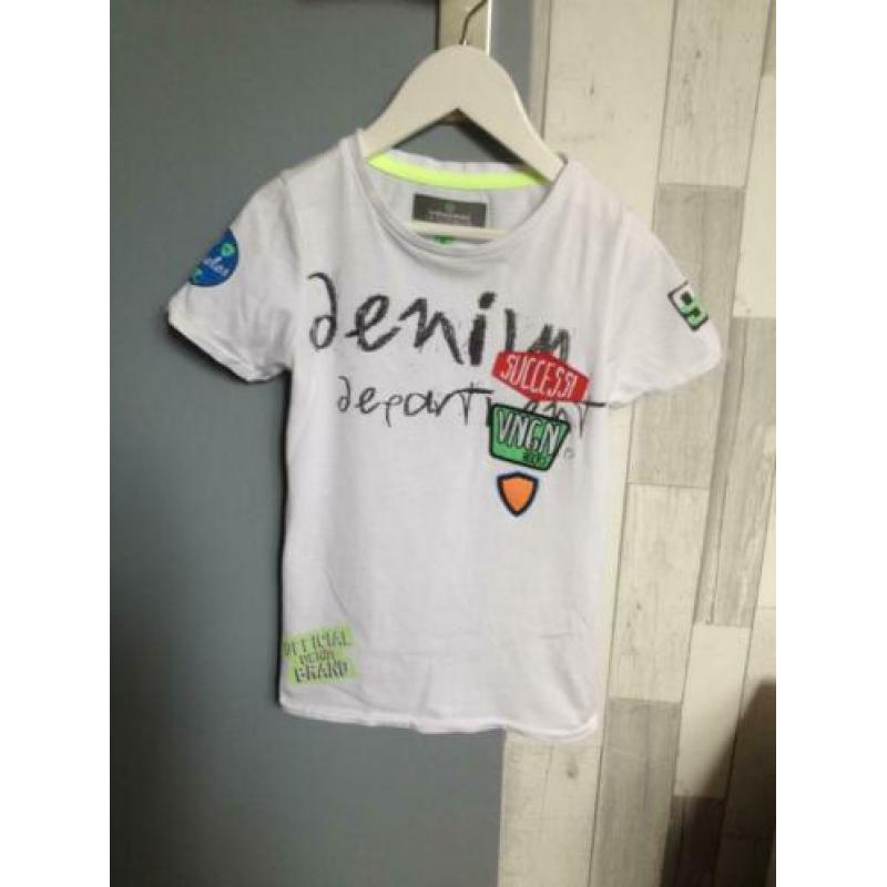 VINGINO jongens t shirt wit+kleur detail korte mouw mt 6=116