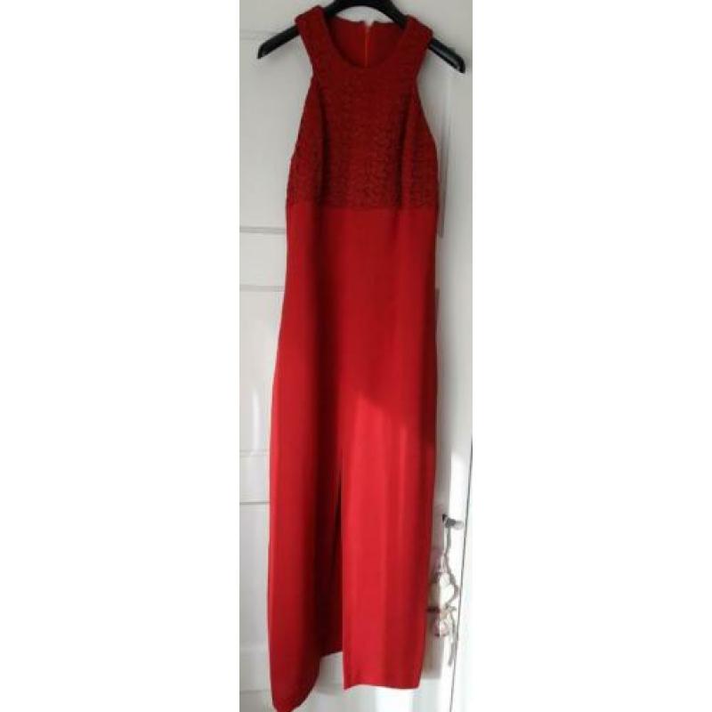 Vintage evening dress - prachtige rode lange jurk S