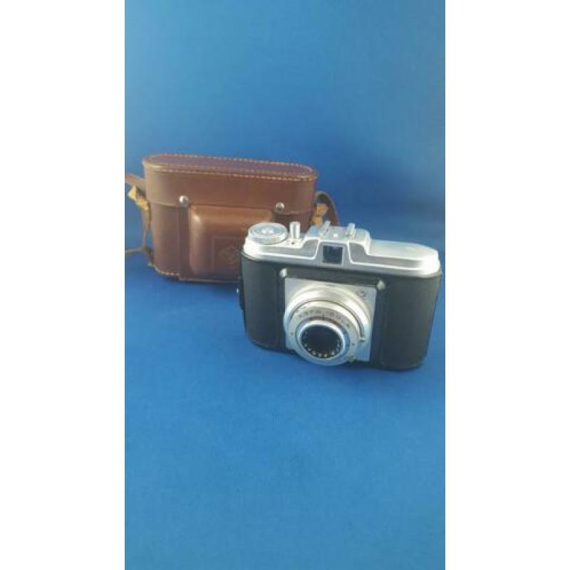 Agfa Isola Agnar, vintage 6x6 camera, bruin leren tas. 6C10