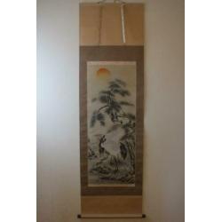 Japanse scroll met "Paradijs Eiland" in sumi-e (ink) z.g.a.n