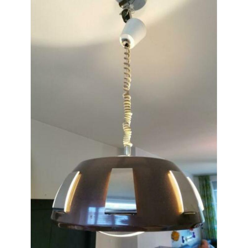 Tekoop bruine metalen hanglamp retro jaren 70