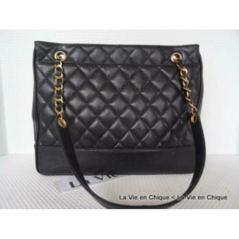 Originele Vintage Chanel, tote caviar zwart 30x25 [1831]