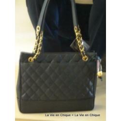 Originele Vintage Chanel, tote caviar zwart 30x25 [1831]