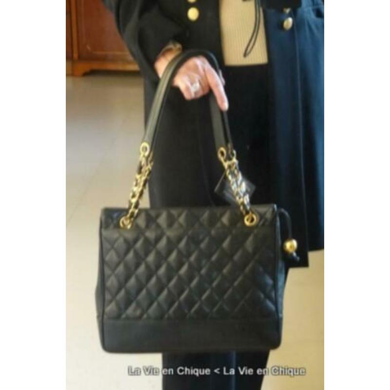 Originele Vintage Chanel, tote caviar zwart 30x25 [1831]