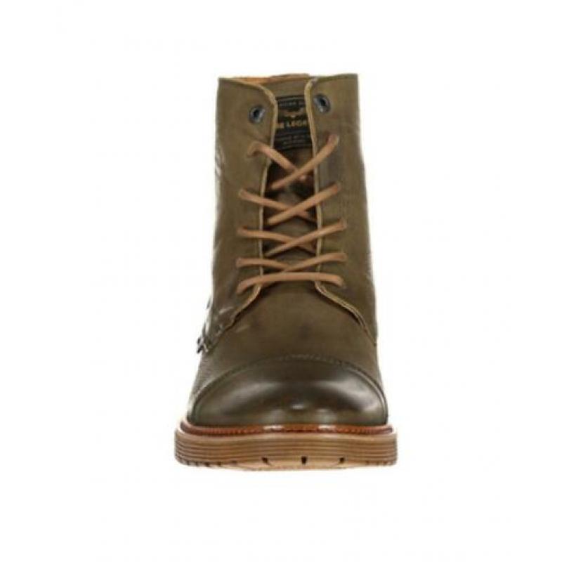 PME LEGEND - leren Smith cargo boots olive green - maat 40