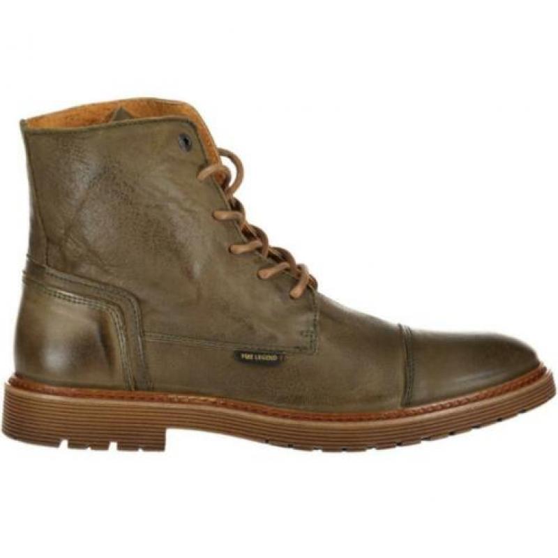 PME LEGEND - leren Smith cargo boots olive green - maat 40