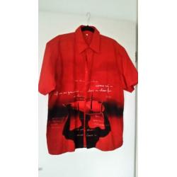 Vintage Herenoverhemd Maat L Kleur warm rood