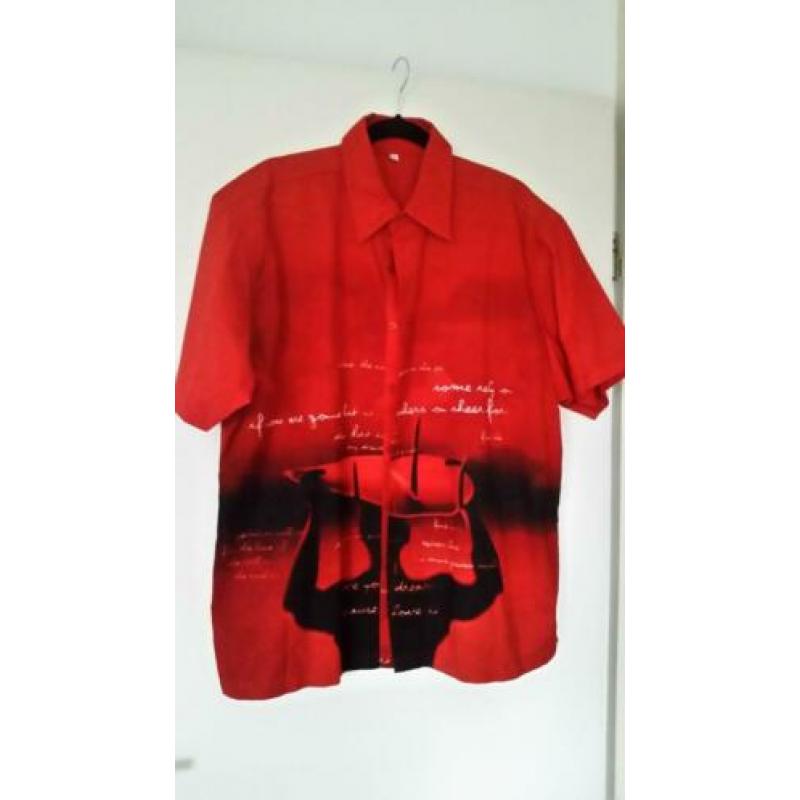 Vintage Herenoverhemd Maat L Kleur warm rood