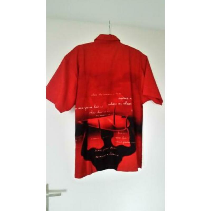 Vintage Herenoverhemd Maat L Kleur warm rood