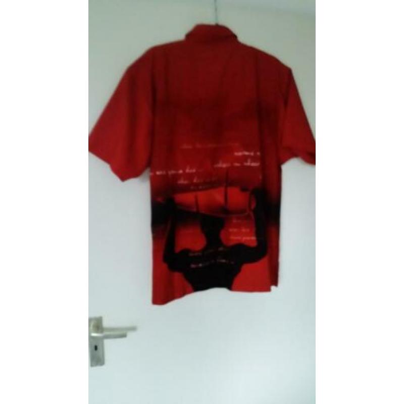 Vintage Herenoverhemd Maat L Kleur warm rood