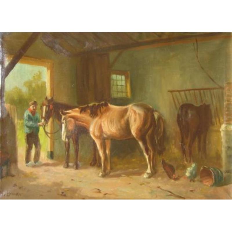 Henk van Leeuwen van O.: stalinterieur met paarden