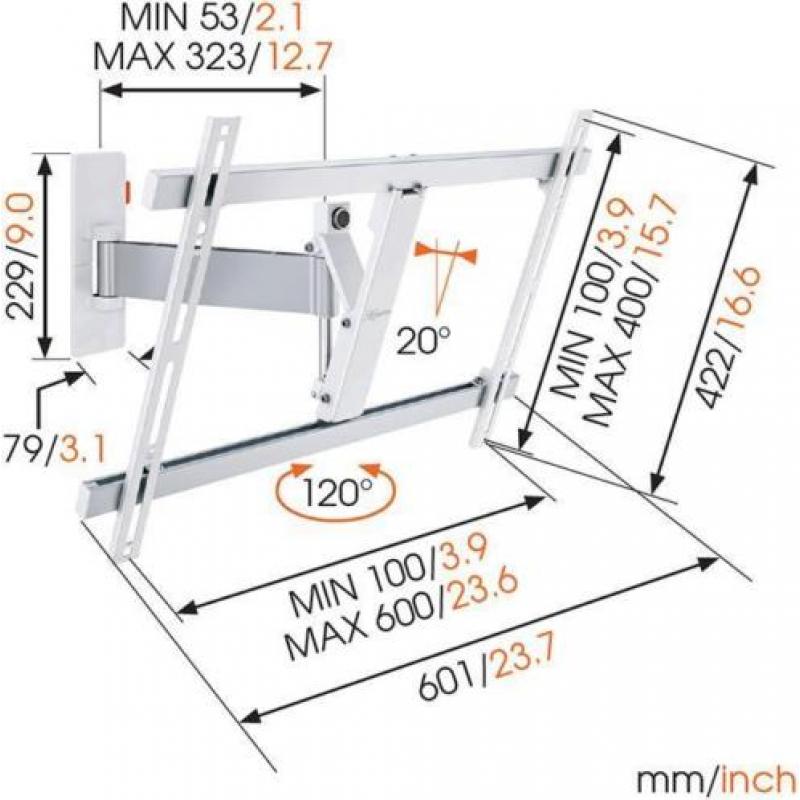 Vogels WALL 2325 wit muurbeugels